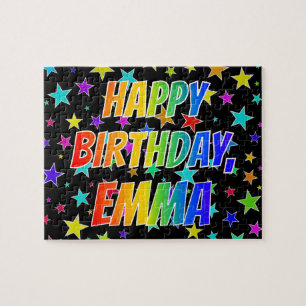 Quebra-cabeça "EMMA" Primeiro Nome, Diversão "FELIZ ANIVERSÁRI