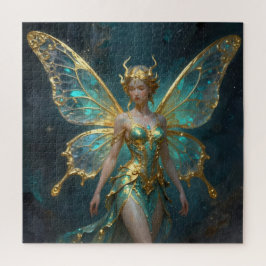 Quebra-cabeça Enchanted Fairy in Gold and Turquoise 
