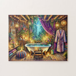 Quebra-cabeça Enchanted Forest Spa Banho Jardim com Velas