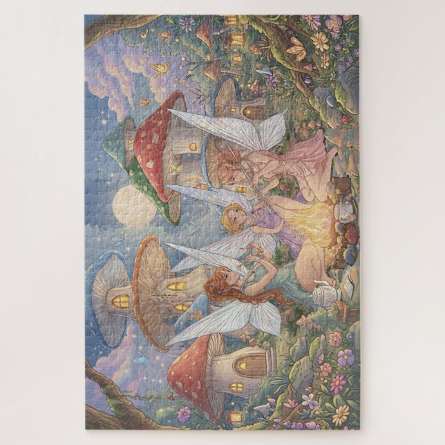 Quebra-cabeça Enchanted Mushroom Forest Fairies Jigsaw Puzzle (Vertical)
