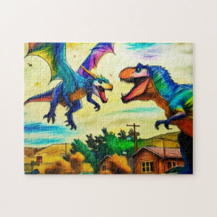 Quebra-cabeça Encontro Amigável - Dragão e Dinossauro