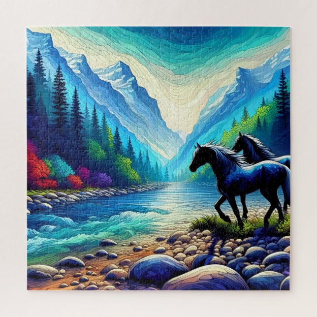 Quebra-cabeça Encontro Majestoso no Vale Vibrante Digital Elegan (Vertical)