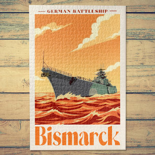 Quebra-cabeça Encouraçado Alemão Bismarck - Cartaz Naval Antigo