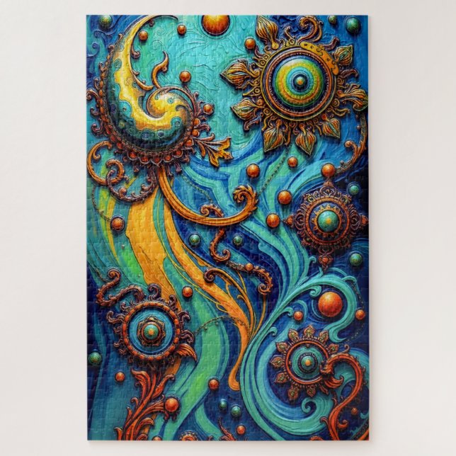 Quebra-cabeça Energia do Universo: Padrão Barroco Abstrato (Vertical)