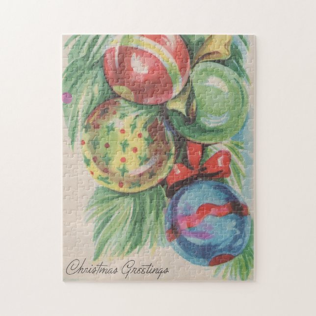 Quebra-cabeça enfeites de natal da década de 1940 (Vertical)