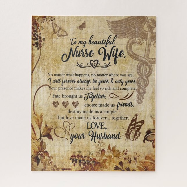 Quebra-cabeça Enfermeira Esposa Presente | Carta À Minha Bela Es (Vertical)