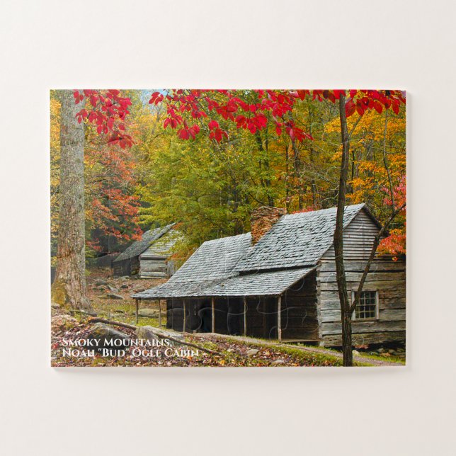 Quebra-cabeça Enfumaçado monta Noah "Bud" Ogle Cabin Foto GSMNP (Horizontal)