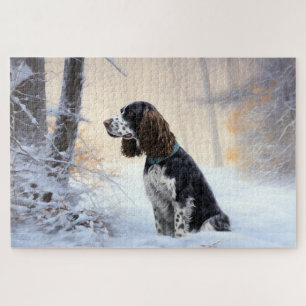 Quebra-cabeça English Springer Spaniel Deixe Nevar Natal