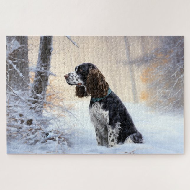 Quebra-cabeça English Springer Spaniel Deixe Nevar Natal (Horizontal)