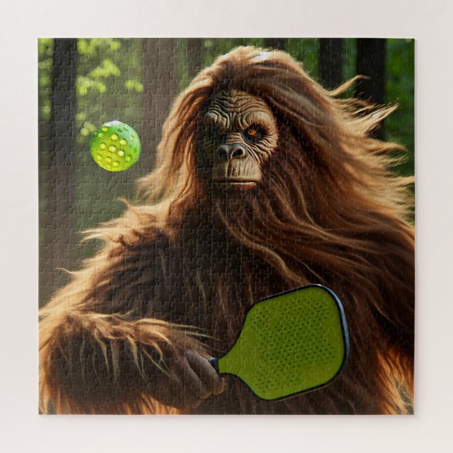 Quebra-cabeça Engraçado Bigfoot Jogando Pickleball (Vertical)