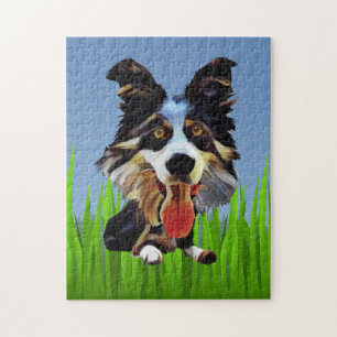 Quebra-cabeça Engraçado Borda de Cartoon Collie 252 Piece Quebra