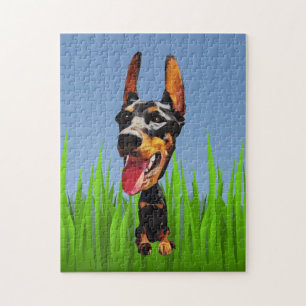 Quebra-cabeça Engraçado Cartoon Doberman Pinscher 252 PC Quebra-