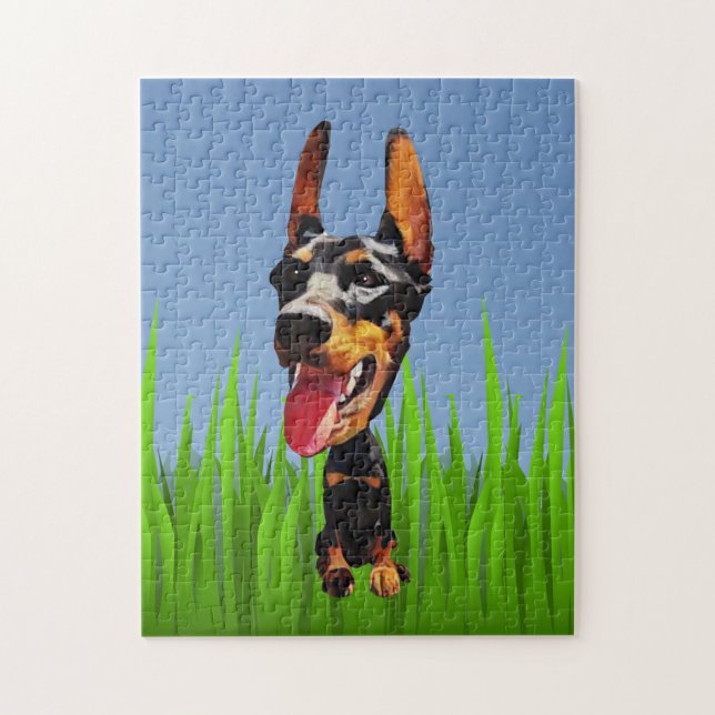 Quebra-cabeça Engraçado Cartoon Doberman Pinscher 252 PC Quebra- (Vertical)