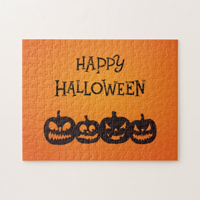 Quebra-cabeça Engraçado Carved Halloween Pumpkin Quartet (Horizontal)