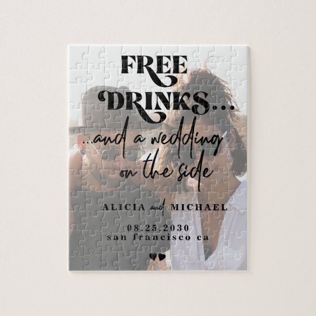 Quebra-cabeça Engraçado casamento de fotos modernas, salve a dat (Vertical)