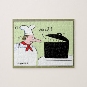 Quebra-cabeça Engraçado Chef de Cartoon Art Voila Gourmet