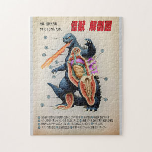 Quebra-cabeça Engraçado diagrama de anatomia japonês Kaiju