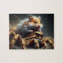 Quebra-cabeça Engraçado hamster adorável cavalgando uma aranha g