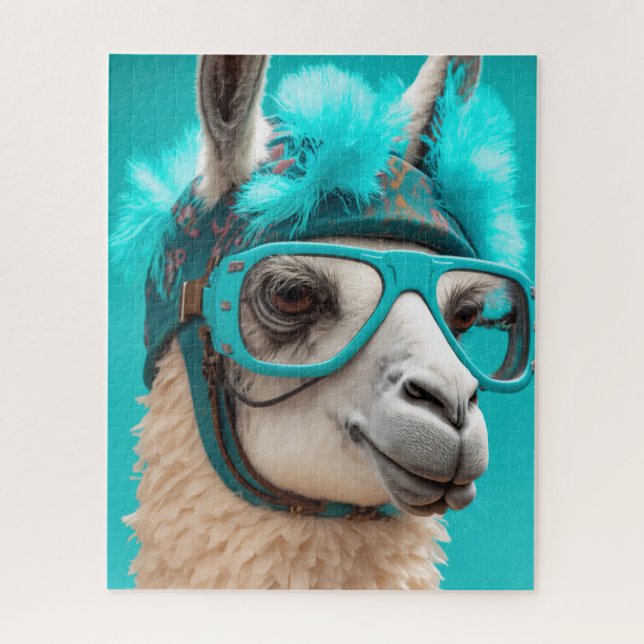 Quebra-cabeça Engraçado Llama Alpaca Cute Animal Odiava Óculos (Vertical)