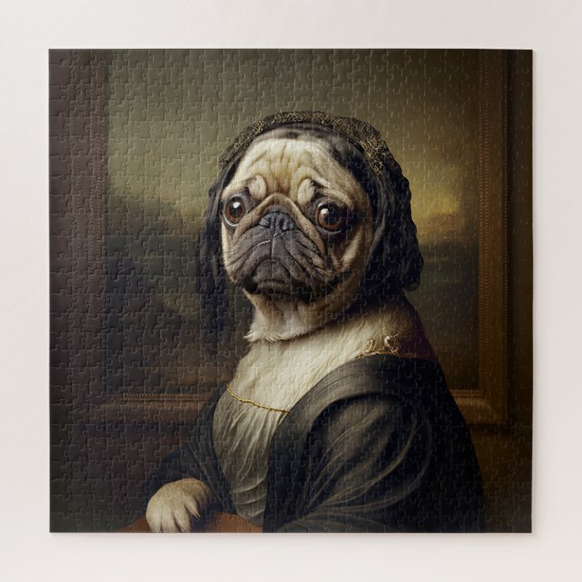 Quebra-cabeça Engraçado Mona Lisa Pug (Vertical)