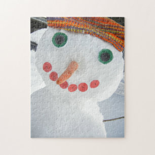 Quebra-cabeça Engraçado Snowman Vestindo Foto Whimsical de Chapé