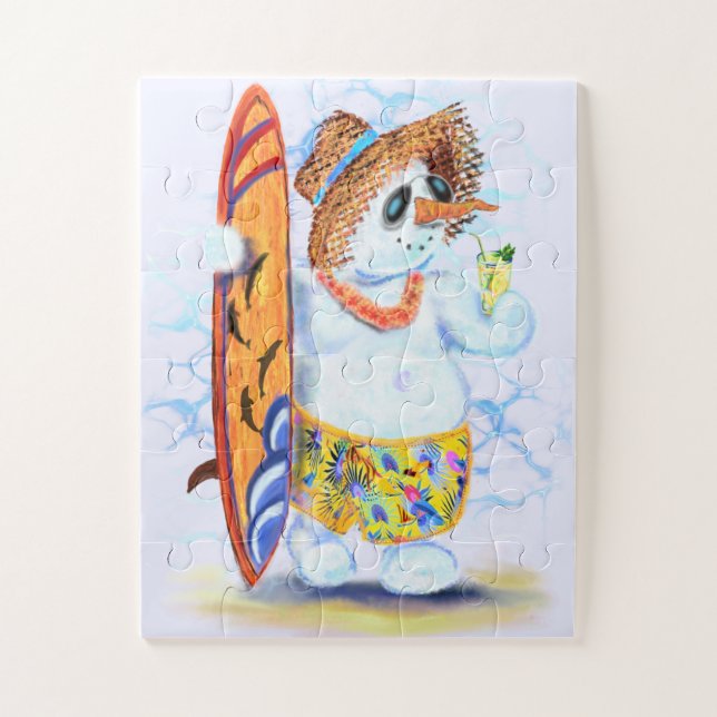 Quebra-cabeça Engraçado Verão Snowman Surfer Bebe Fresco - Diver (Vertical)