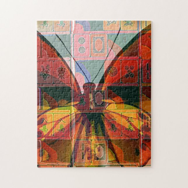 Quebra-cabeça enigma da borboleta do jongg do mah (Vertical)