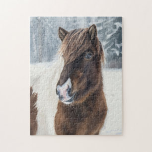 Quebra-cabeça Enigma de Aquarela do Cavalo Islandês no Calor do 