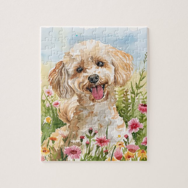 Quebra-cabeça Enigma do Poodle – Diversão com Cachorro em Aquare (Vertical)