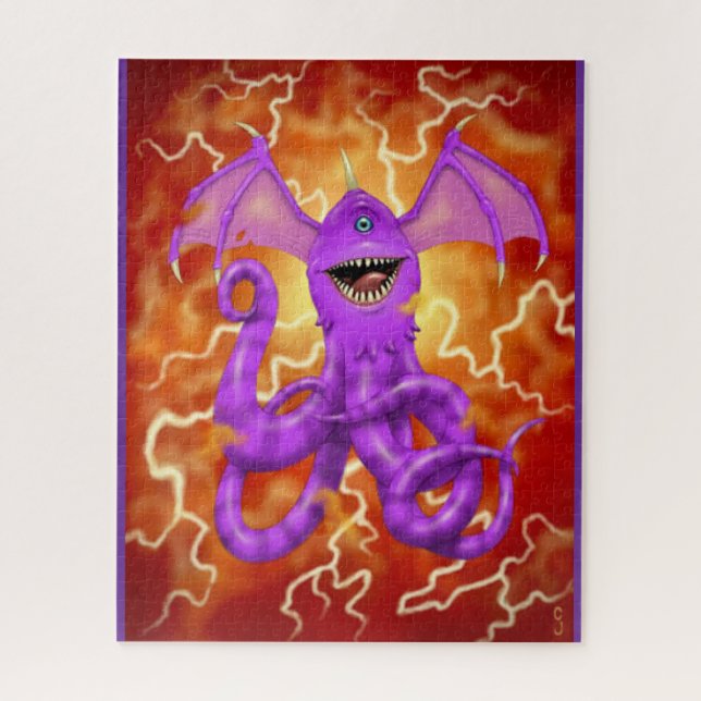 Quebra-cabeça Enigma Voador Roxo de Uma Vista e Um Chifre Pessoa (Vertical)