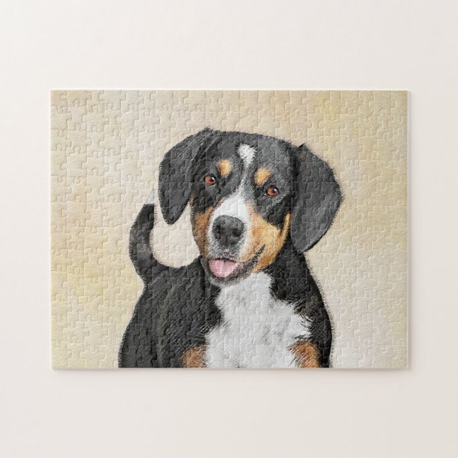 Quebra-cabeça Entlebucher Mountain Dog Painting - Arte Original (Horizontal)