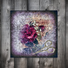 Quebra-cabeça Ephemera Floral rosa vermelha