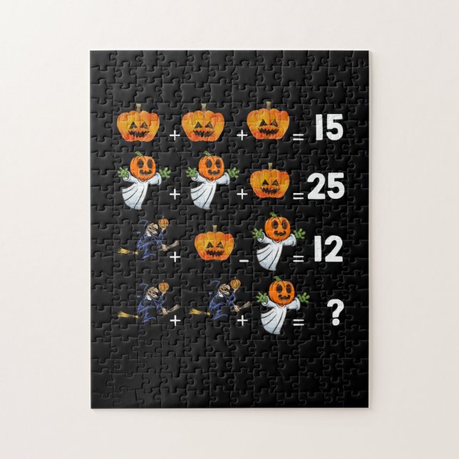 Quebra-cabeça Equações de Matemática das Halloween para Professo (Vertical)