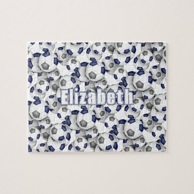 Quebra-cabeça equipe da cinza azul colorido futebol feminino (Horizontal)