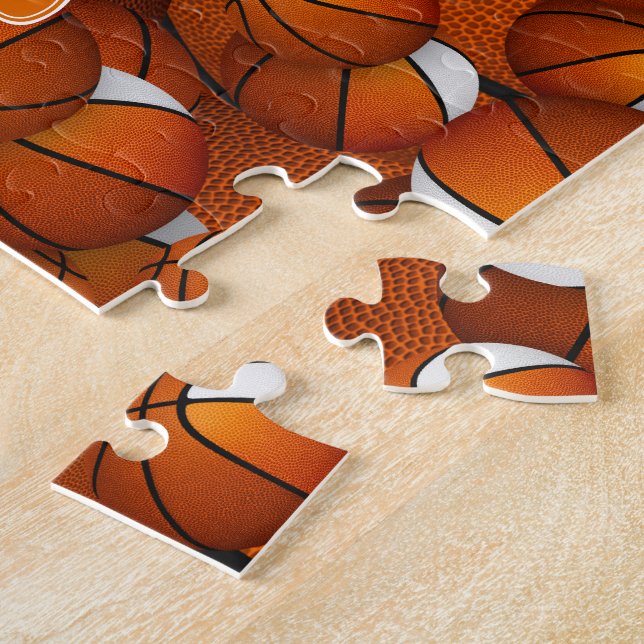 Quebra-cabeça equipe de basquete branco cor laranja personalizad (Lateral)