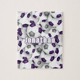 Quebra-cabeça equipe de cinzas roxas cor futebol masculino