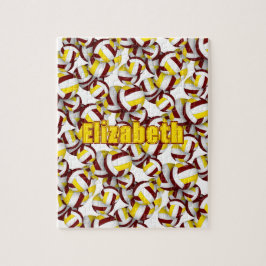 Quebra-cabeça equipe de garotos do Maroon com cores de voleibol