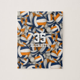 Quebra-cabeça equipe de laranja azul cor de vôlei