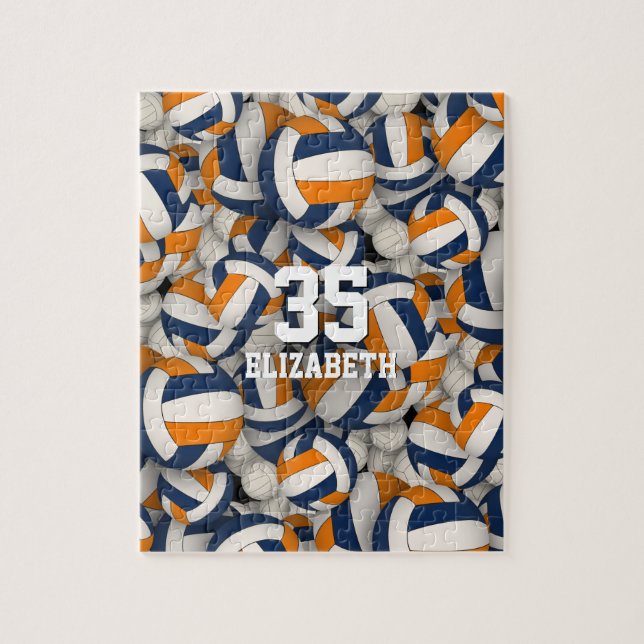 Quebra-cabeça equipe de laranja azul cor de vôlei (Vertical)