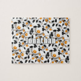 Quebra-cabeça equipe de laranja preto cores futebol masculino