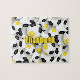 Quebra-cabeça equipe de ouro negro colorido futebol feminino