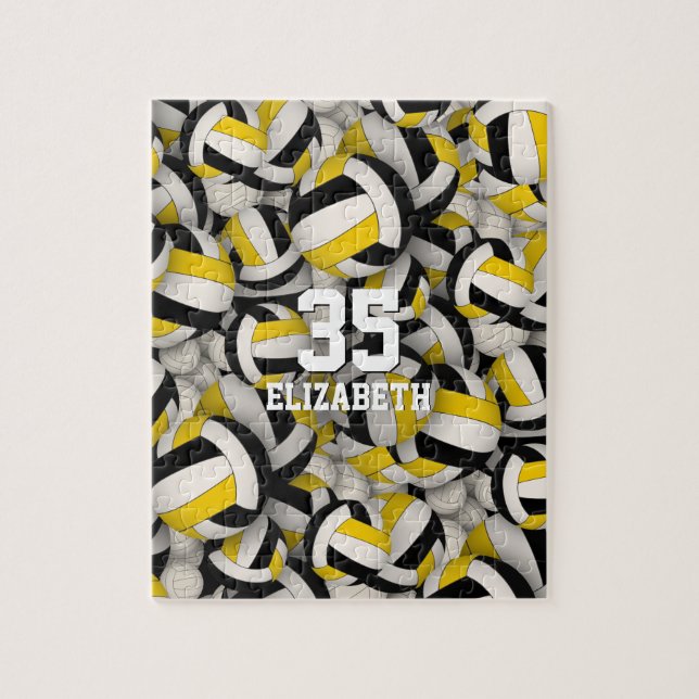 Quebra-cabeça equipe de ouro negro cria voleibol feminino (Vertical)