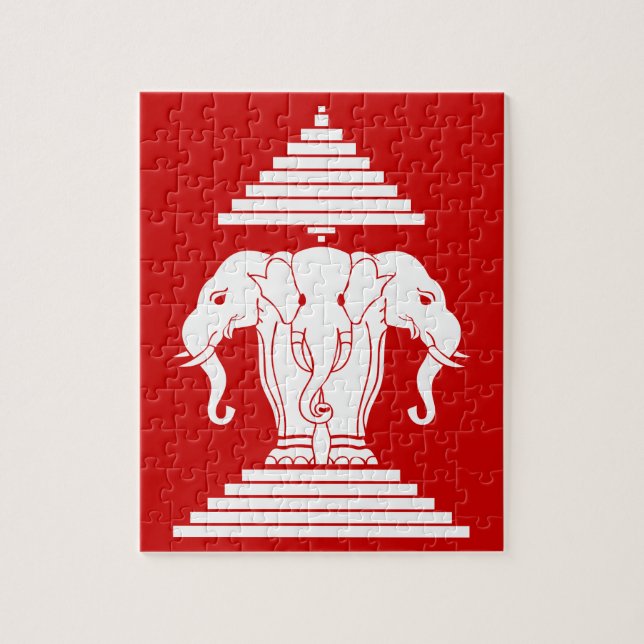 Quebra-cabeça Erawan três dirigiu o Lao do elefante/bandeira de (Vertical)