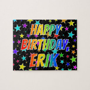 Quebra-cabeça "ERIK" First Name, Fun "HAPPY BIRTHDAY"