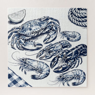 Quebra-cabeça Esboço de frutos do mar Lobster Caranguejo Náutico
