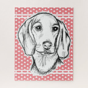 Quebra-cabeça esboço desenhado à mão de dachshund cachorro filho