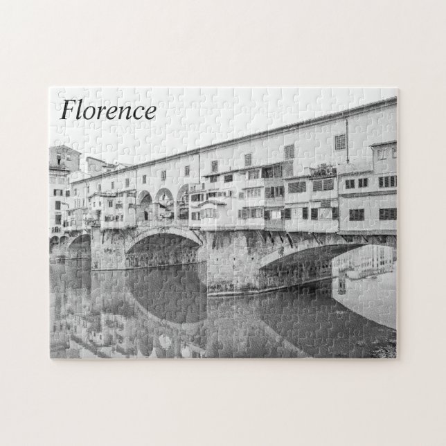 Quebra-cabeça Esboço preto e branco de Ponte Vecchio (Horizontal)