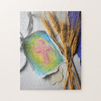 Quebra-cabeça Esboço transversal cristão da cor de água da