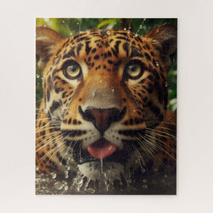 Quebra-cabeça Escadas-leopardo enquanto Lapando Água na Selva