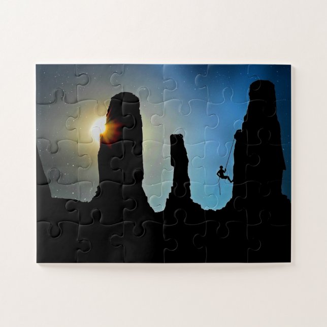 Quebra-cabeça Escalada Montanheira Subindo Esporte Montanheira (Horizontal)